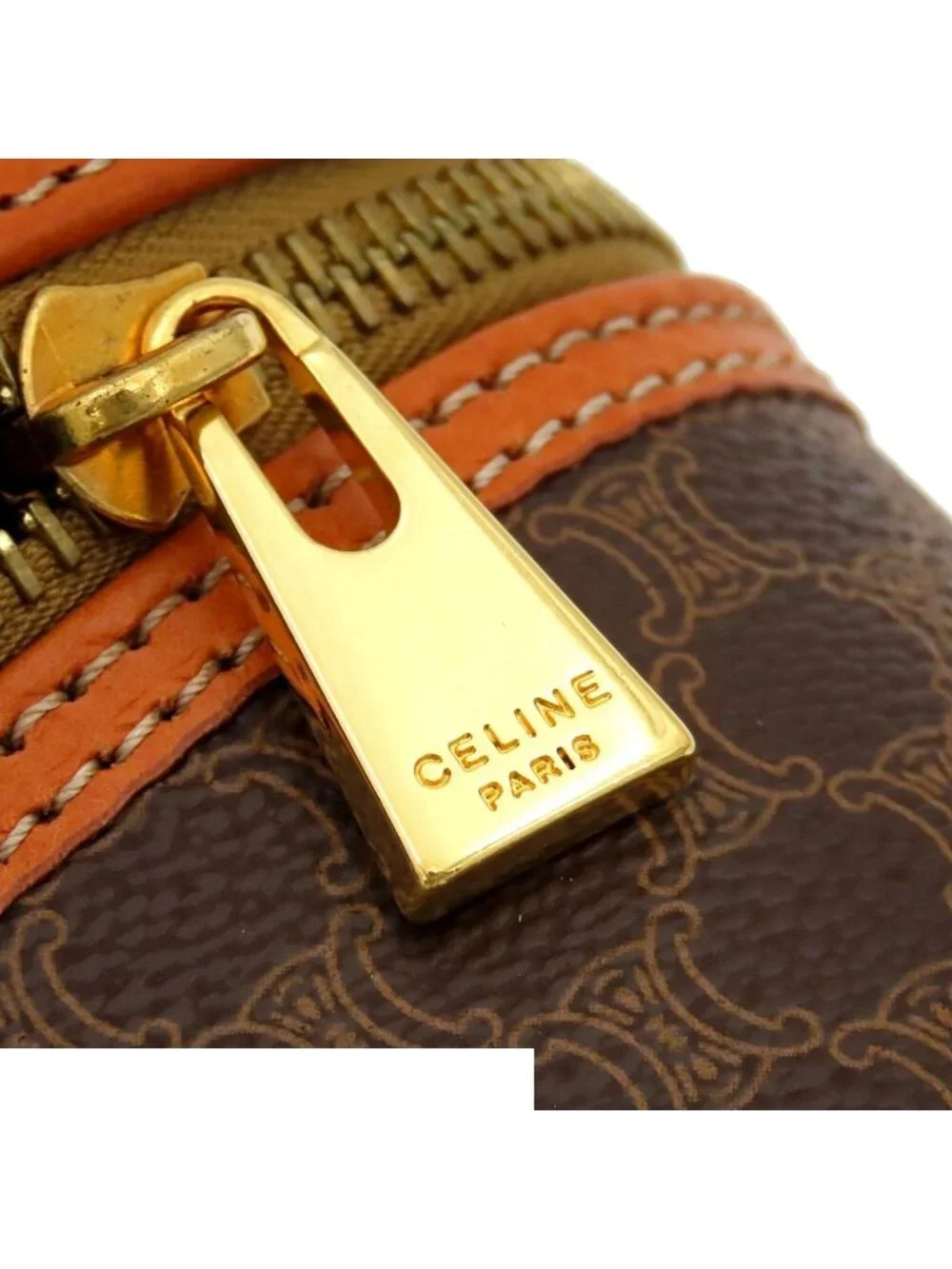 Celine Vanity Brown Leather Macadam Pouch Handbag